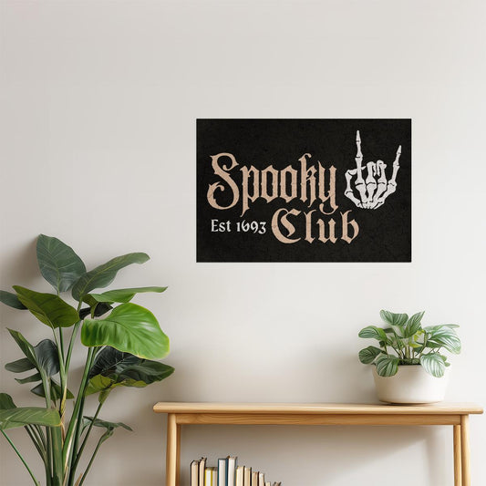 Spooky Club Skeleton Hand | Boho Minimalist Halloween Wall Art Poster