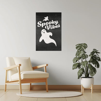 Spooky Vibes Ghost | Boho Minimalist Halloween Wall Art Poster