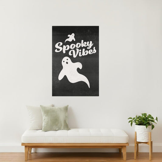 Spooky Vibes Ghost | Boho Minimalist Halloween Wall Art Poster