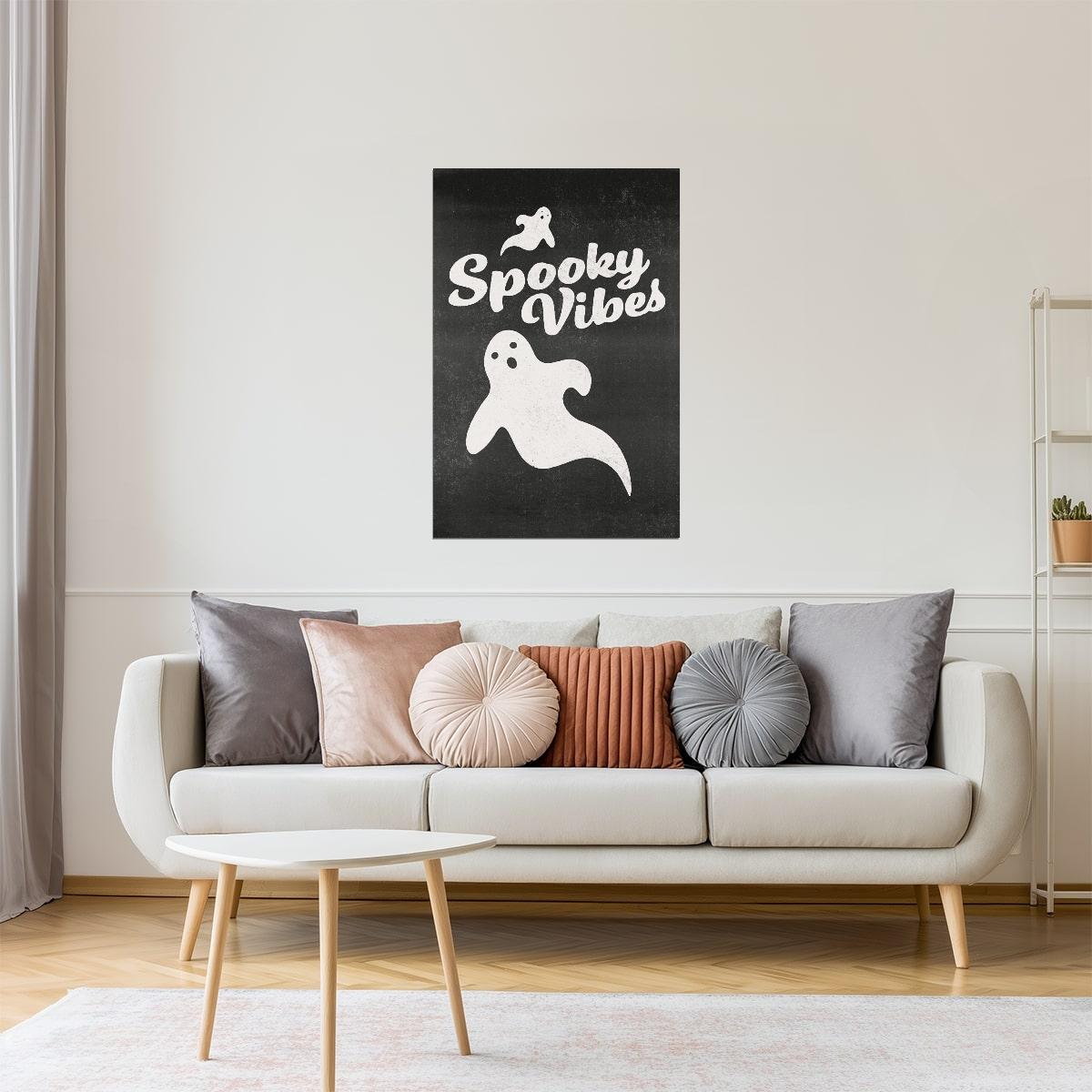 Spooky Vibes Ghost | Boho Minimalist Halloween Wall Art Poster