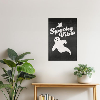 Spooky Vibes Ghost | Boho Minimalist Halloween Wall Art Poster