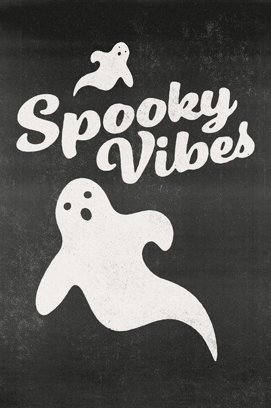 Spooky Vibes Ghost | Boho Minimalist Halloween Wall Art Poster