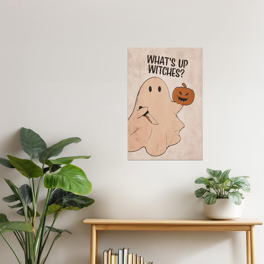 What’s Up Witches | Boho Minimalist Witch Halloween Wall Art Poster