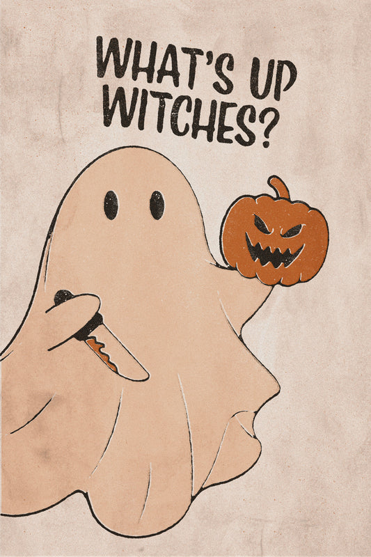 What’s Up Witches | Boho Minimalist Witch Halloween Wall Art Poster