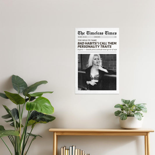 Bad Habits | Black and White Newspaper Wall Art Poster