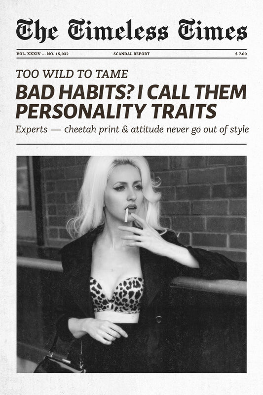 Bad Habits | Black and White Newspaper Wall Art Poster