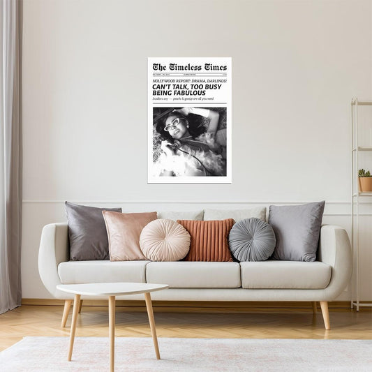 Too Busy Being Fabulous | Glam Newspaper Wall Art Poster