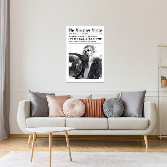 It’s My Era, Stay Shiny | Disco Ball Newspaper Wall Art Poster
