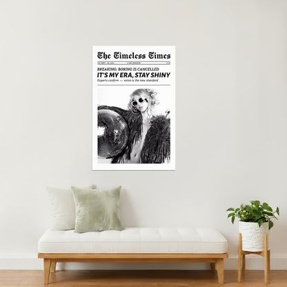 It’s My Era, Stay Shiny | Disco Ball Newspaper Wall Art Poster