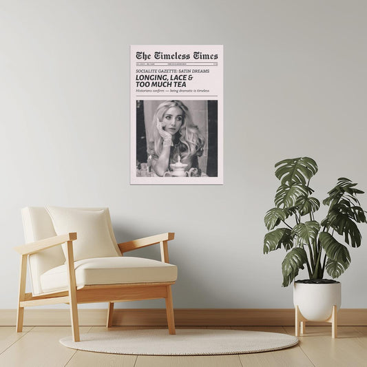 Longing, Lace & Too Much Tea | Coquette Newspaper Print Poster