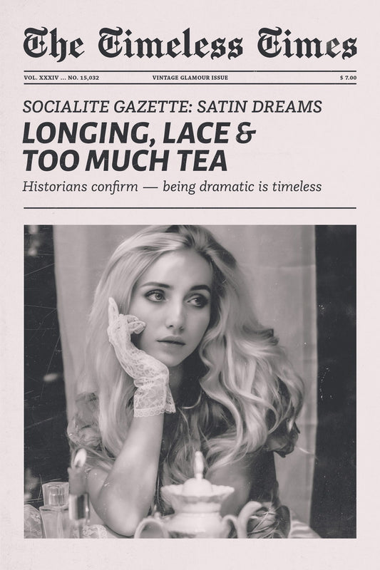 Longing, Lace & Too Much Tea | Coquette Newspaper Print Poster