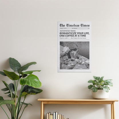Romanticize Your Life | One Coffee Newspaper Print Poster