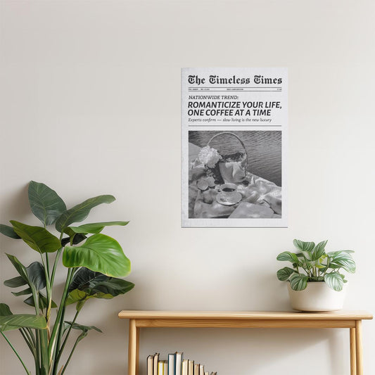 Romanticize Your Life | One Coffee Newspaper Print Poster