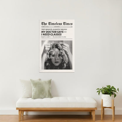 My Doctor Says I Need Glasses | Funny Drinks Newspaper Wall Art Poster