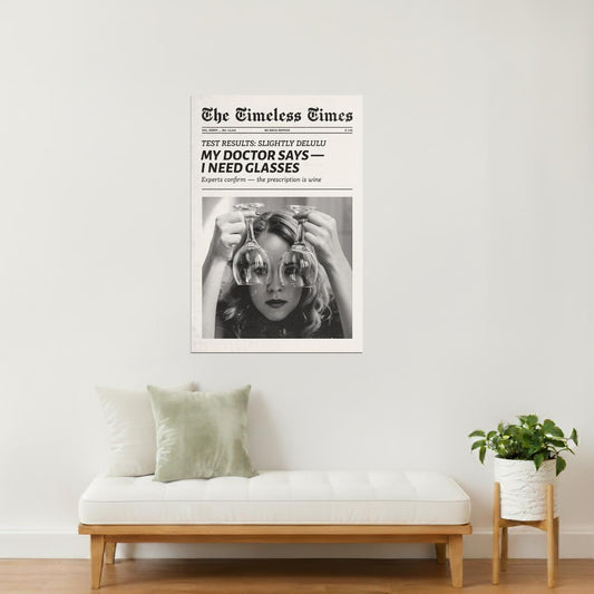 My Doctor Says I Need Glasses | Funny Drinks Newspaper Wall Art Poster