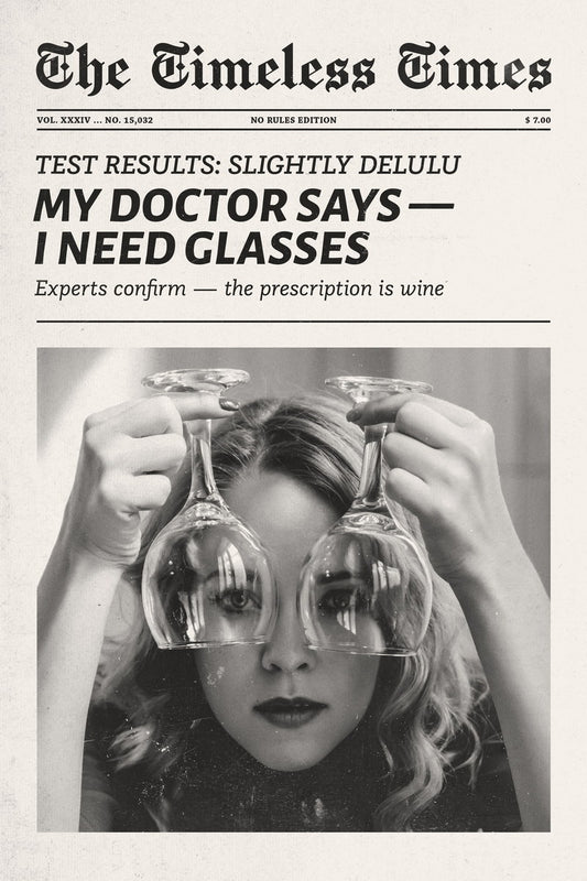 My Doctor Says I Need Glasses | Funny Drinks Newspaper Wall Art Poster