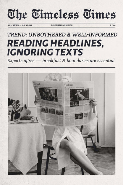 Reading Headlines, Ignoring Texts | Cool Girl Newspaper Print Poster