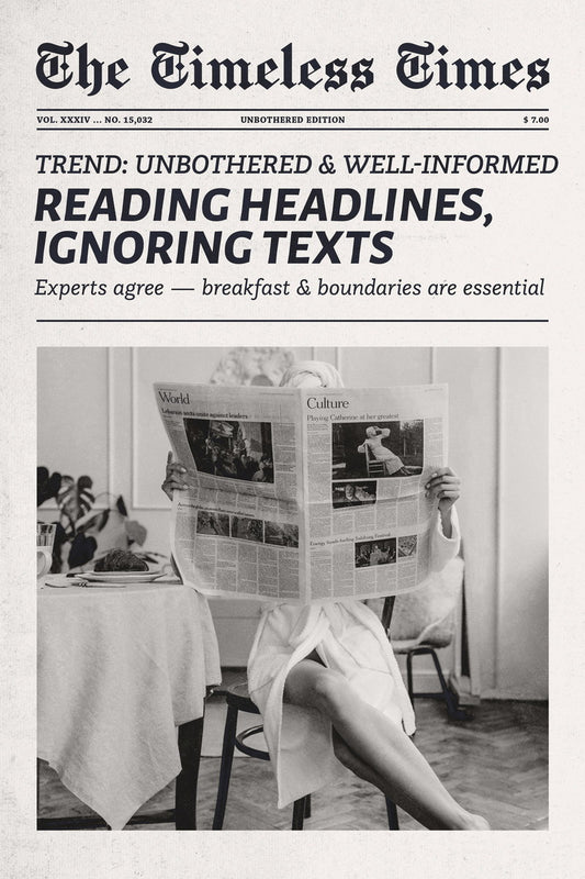 Reading Headlines, Ignoring Texts | Cool Girl Newspaper Print Poster