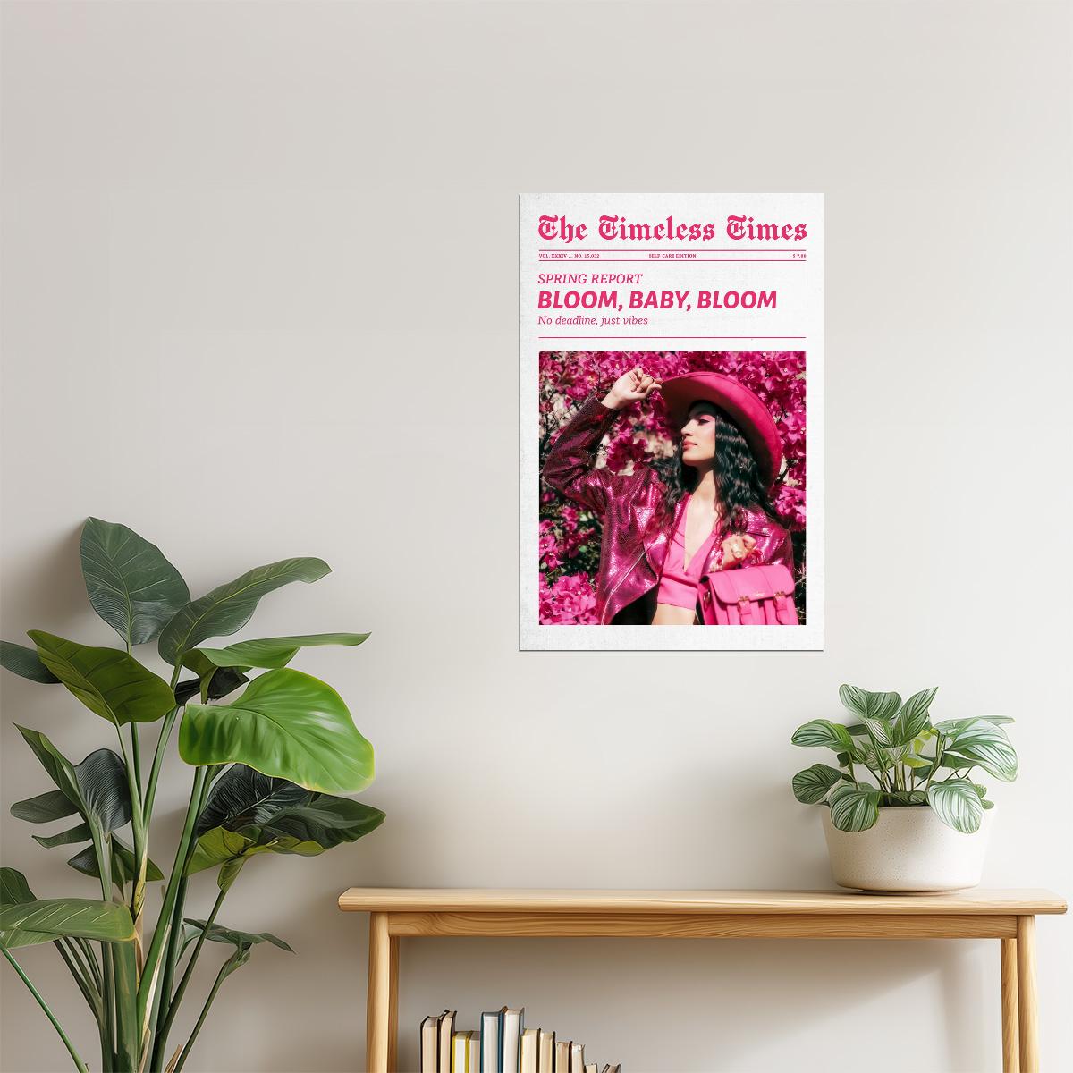 Bloom, Baby, Bloom | Boho Cowgirl Newspaper Print Poster