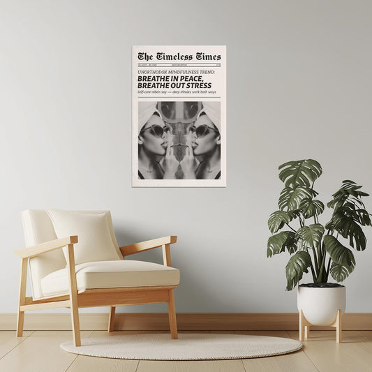 Breathe in Peace, Breathe out Stress | Minimalist Newspaper Wall Art Poster
