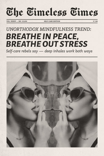Breathe in Peace, Breathe out Stress | Minimalist Newspaper Wall Art Poster