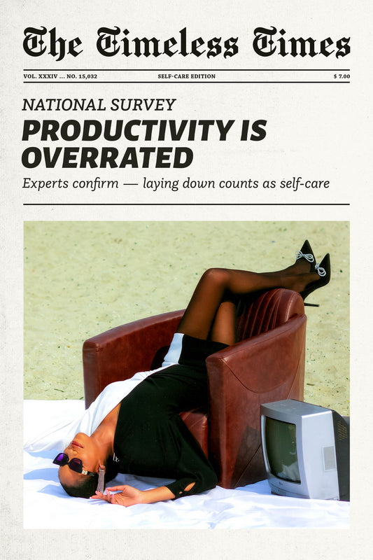 Productivity Is Overrated | Funny Minimalist Newspaper Wall Art Poster