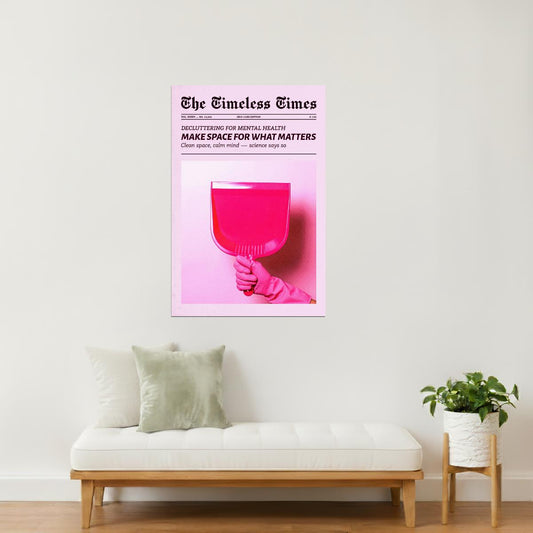 Make Space for What Matters | Pink Newspaper Print Poster