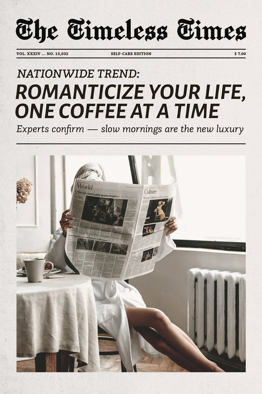 Romanticize Your Life, One Coffee at a Time | Coffee Newspaper Print Poster