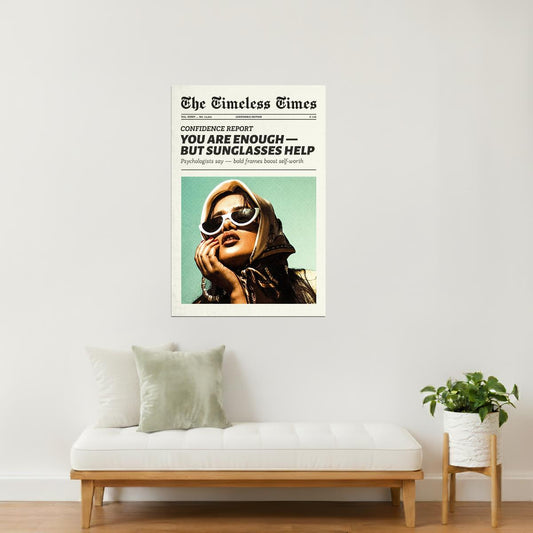 You Are Enough (But Sunglasses Help) | Feminist Newspaper Print Poster