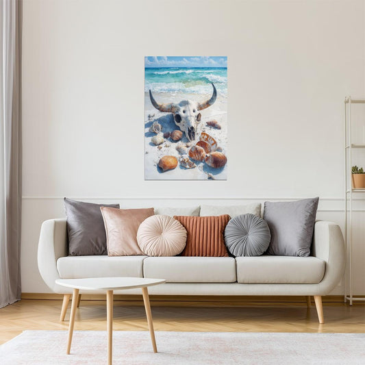 Seashells and Skull | Coastal Western Gothic Wall Art Poster
