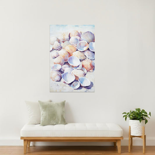Ocean Seashells | Coastal Cowgirl Watercolor Art Print Poster