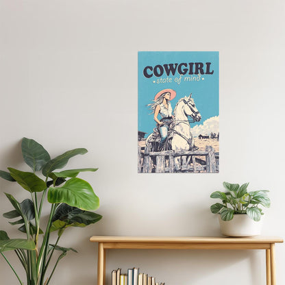 Cowgirl State of Mind | Retro Rodeo Western Wall Decor Poster