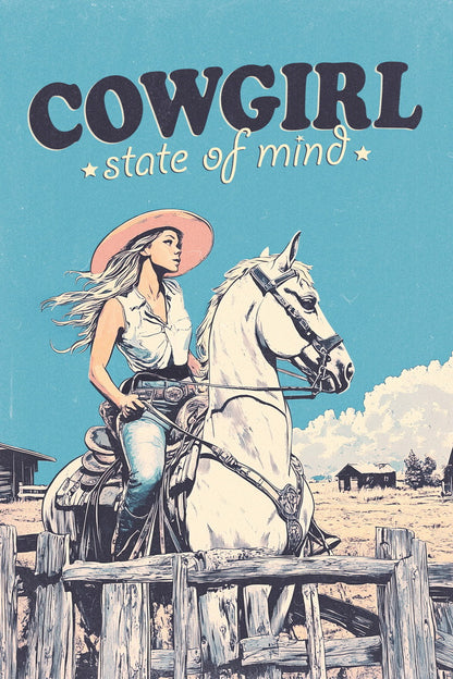 Cowgirl State of Mind | Retro Rodeo Western Wall Decor Poster