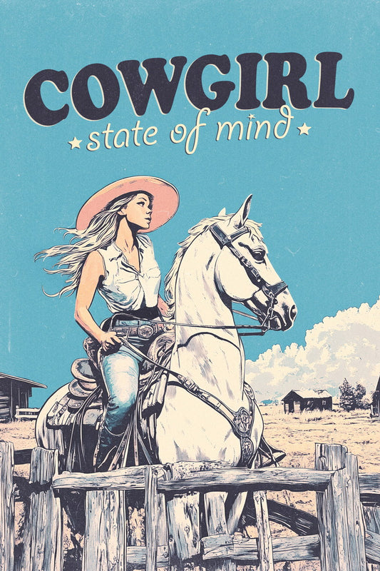 Cowgirl State of Mind | Retro Rodeo Western Wall Decor Poster