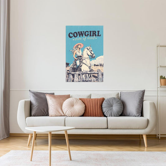 Cowgirl State of Mind | Retro Rodeo Western Wall Decor Poster