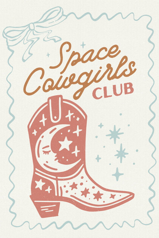 Space Cowgirls Club | Starry Cowboy Boot Print Poster