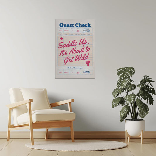 Saddle Up | Wild Cowgirl Guest Check Poster
