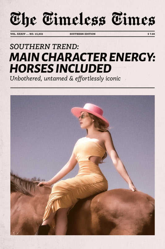 Main Character Energy | Cowgirl with Horse Newspaper Print Poster
