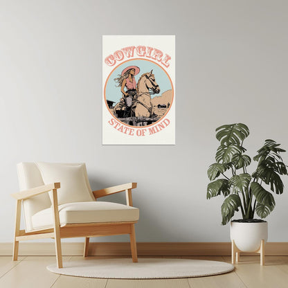 Cowgirl State of Mind | Retro Rodeo Wall Decor Poster