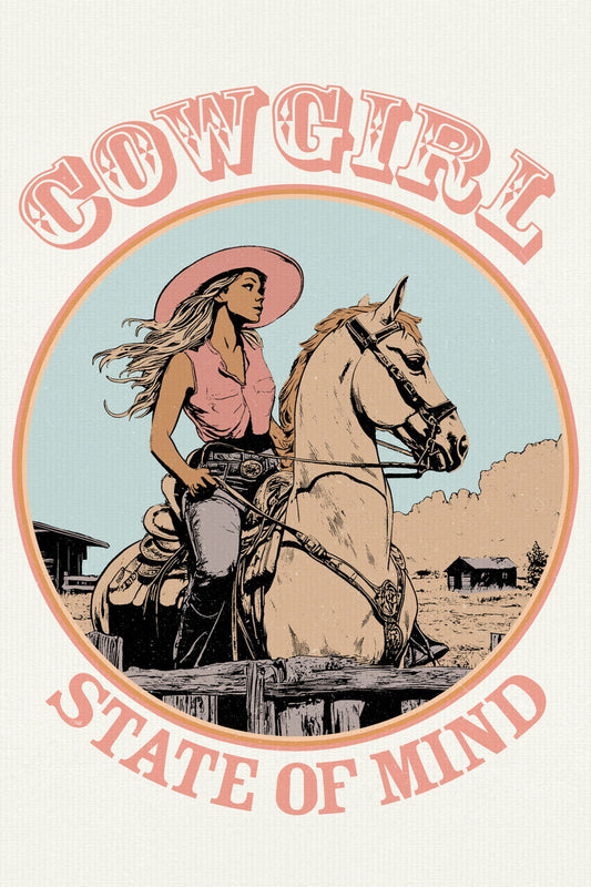 Cowgirl State of Mind | Retro Rodeo Wall Decor Poster