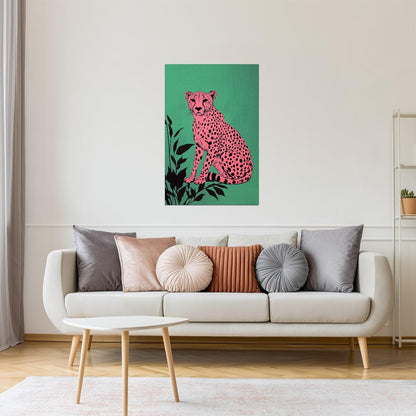 Pink Cheetah Funky Pop Art Poster | Bold Modern Jungle Cat Artwork