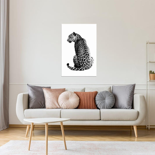 Leopard Study in Black & White | Contemporary Animal Photography Poster