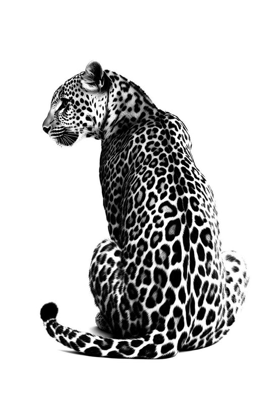 Leopard Study in Black & White | Contemporary Animal Photography Poster