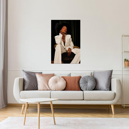 Confident Black Woman in White Suit | Powerful Modern Art | Statement Wall Decor Poster