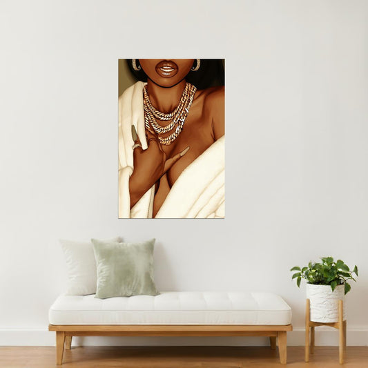 Gold Chains and Jewelry Close-Up | Luxury Pop Art Style | Wall Art Print Poster