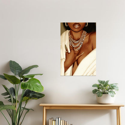 Gold Chains and Jewelry Close-Up | Luxury Pop Art Style | Wall Art Print Poster