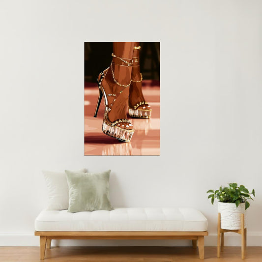 High Heels and Anklets | Chic Fashion Illustration | Wall Decor Poster