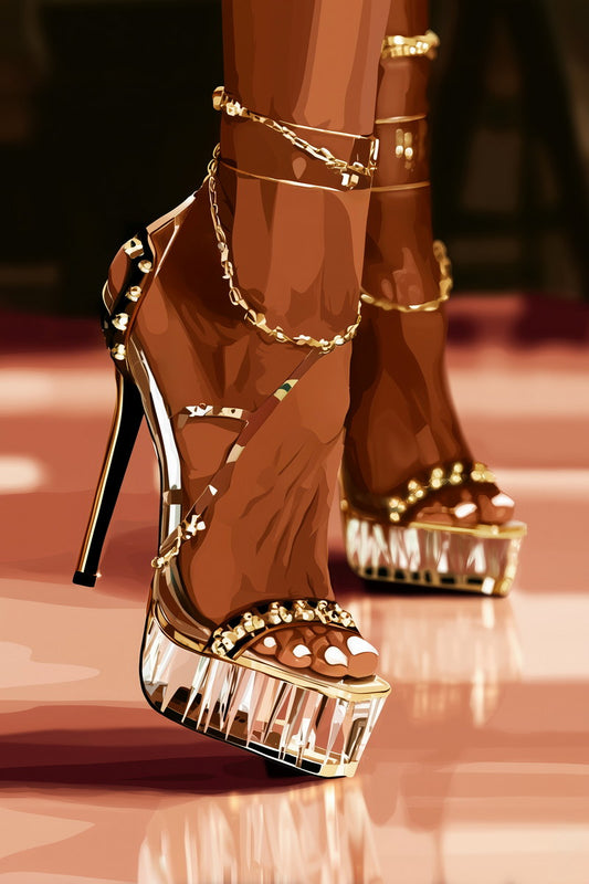 High Heels and Anklets | Chic Fashion Illustration | Wall Decor Poster