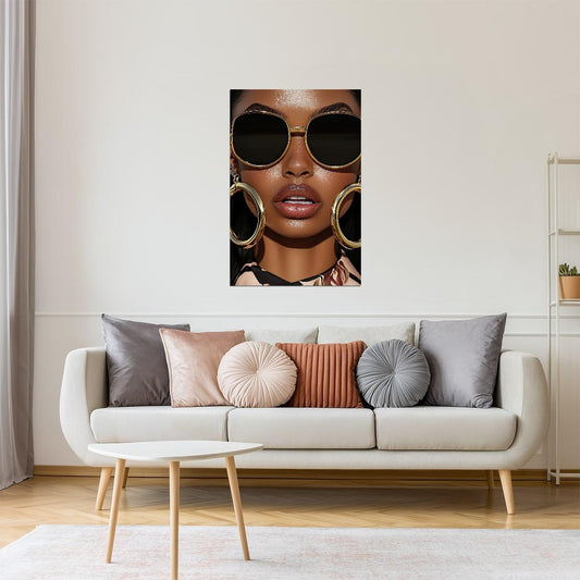 Black Woman with Sunglasses | Modern Fashion Illustration | Wall Art Print Poster