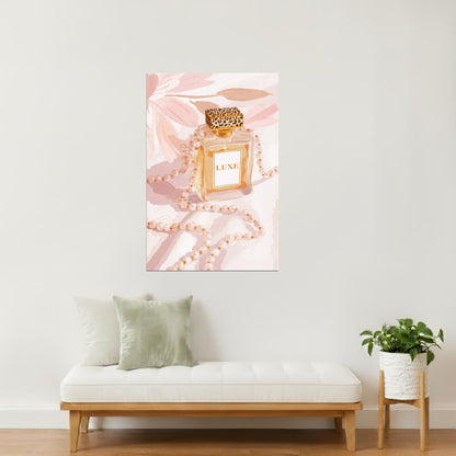 Luxury Perfume and Pearls | Sophisticated Vanity Art | Wall Art Print Poster
